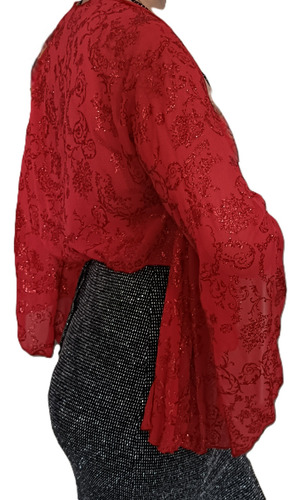 Bolero Estilo Manguitas Rojo Brillo Elegante Gala Fiesta 15 Rojo U