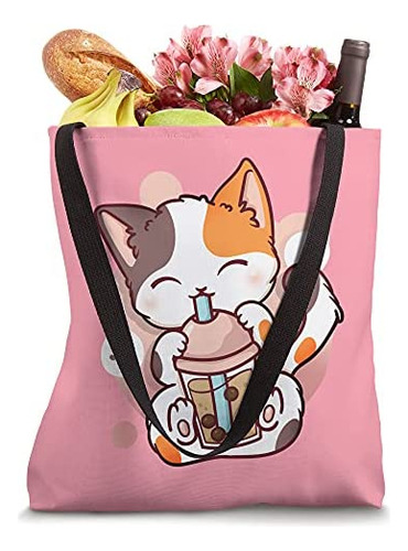 Cat Boba Tea Bubble Tea Anime Kawaii Neko Bolsa De Tela