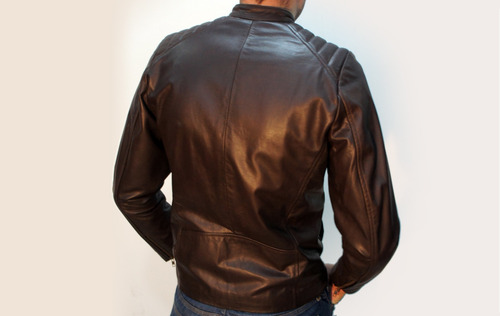 Campera De Cuero Nico Matelaseada Marrón Hombre 100% Cuero