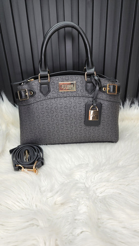 Bolsa Gues Sg948505 Nueva 100 % Original Con Etiqueta Negro Estampado Oro Negro