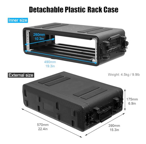 Rack Case 2u Shallow 14.2 Plug Depth - Flight Case 19 Plug R
