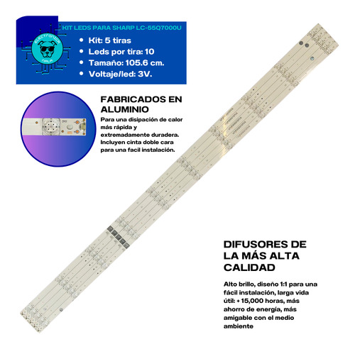 Kit Leds Para Sharp Lc-55q7000u 55q7000u (5 Tiras, 10 Leds)