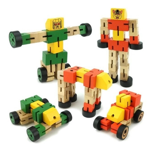 Robot Transformers Juguete Didáctico De Madera