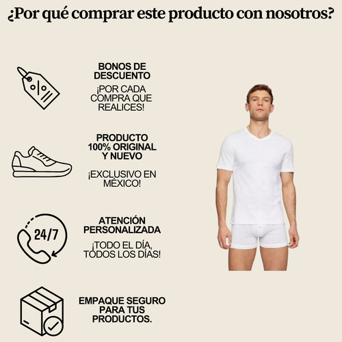 Camisetas Interiores Hugo Boss Cuello V 3 Pz 100% Original