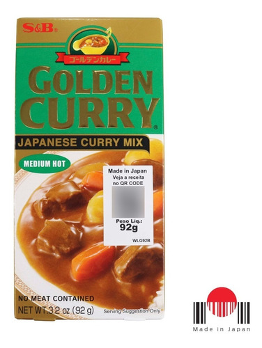 Tempero em Tablete Curry de Média Picância S&B Golden Curry Caixa 92g