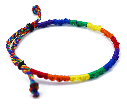 Pulsera Trenzada Arcoíris Original Hecha A Mano De Seis Colo
