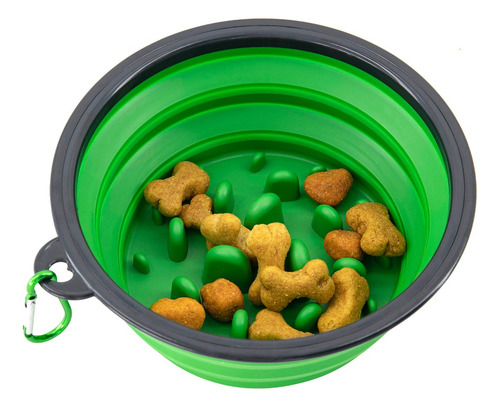 Plato Comedero Perro Plegable Interactivo Grande Mr Wuff Color Verde