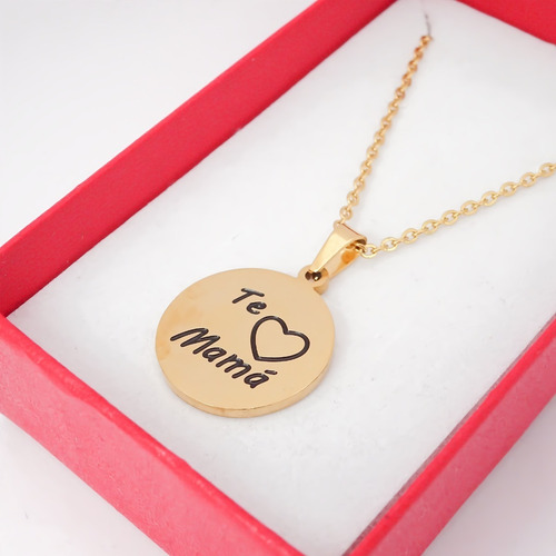 Amor Eterno - Collar Y Aretes Acero Inoxidable / Te Amo Mamá