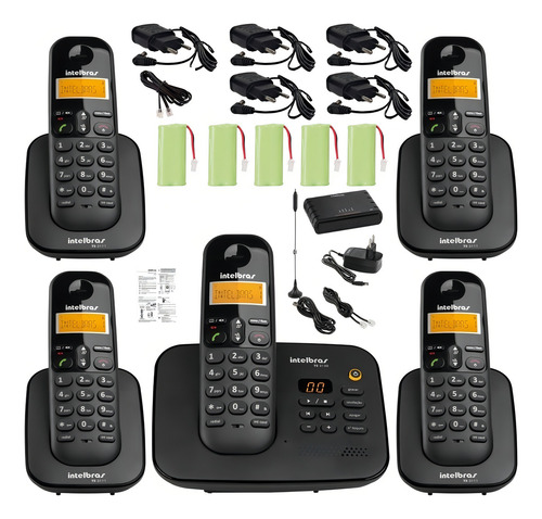 Kit Telefone Ts 3130 Com 4 Ramal Bina E Entrada Chip Celular