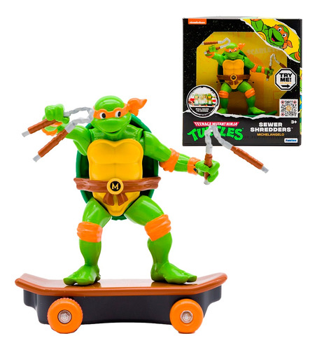 Tortugas Ninjas Michelangelo Skateboard Pull Back Orig Skate