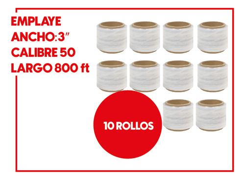 Emplaye 3 Pulgadas Para Empaque Paquete De 10 Rollos