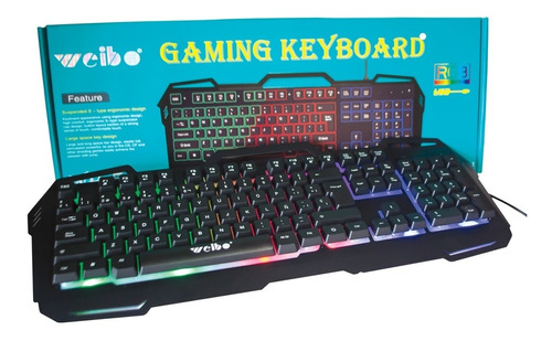 Teclado Gamer Weibo Wb-539 Retroiluminado / Usb 3.0/2.0/1.1