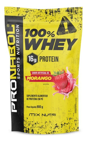 Whey Protein Concentrado Sabor Sorvete De Morango 900g Mix Nutri