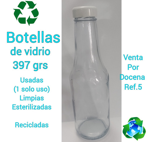 Botella De Vidrio Reciclada Usada Salsa Miel 397 Grs