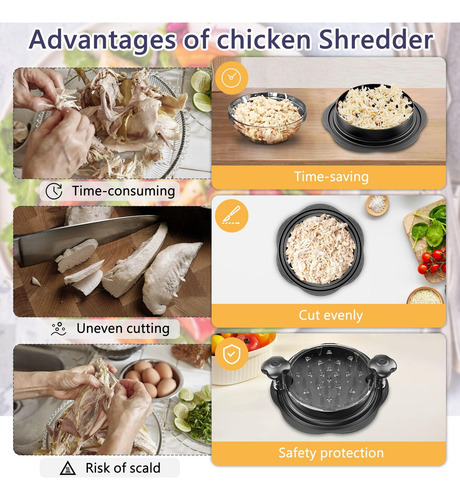 Trituradora De Pollo, Mango Ergonómico, Antideslizante