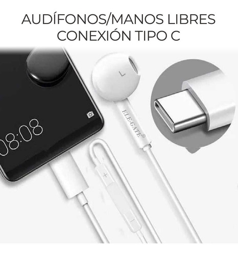 Audifonos Manos Libres Usb Tipo C Ele-gate Ear.20 Cable 1.2m