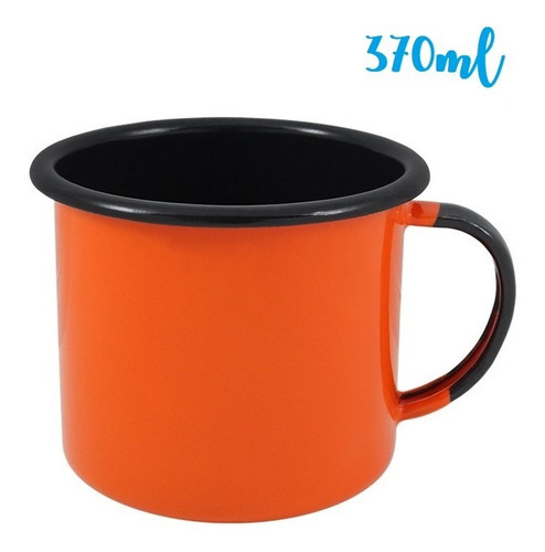 Caneca Xícara Esmaltada Ágata 370ml Ewel Café Chá Cor Laranja