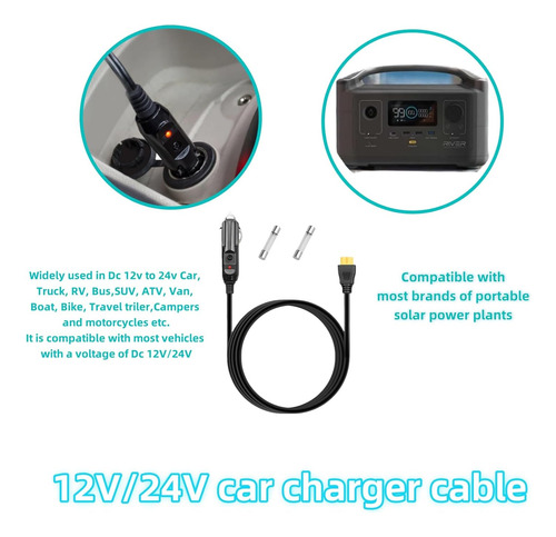 Cargador De Carro De 12v/24v Macho A Macho Ecoflow Bluetti