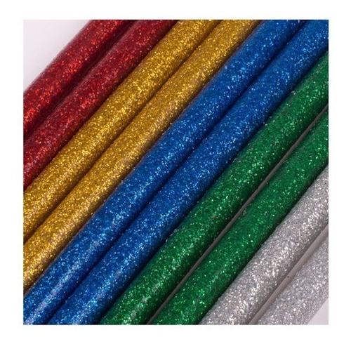 Imagen 2 de 2 de Barra Siliconas Glitter 7,2mm X 10cm X 10 Unidades Colores