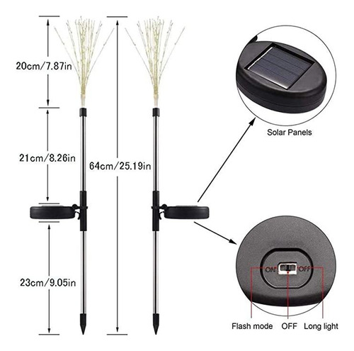 Para Kit 4 Led Luz De Diente De León Solar Exterior