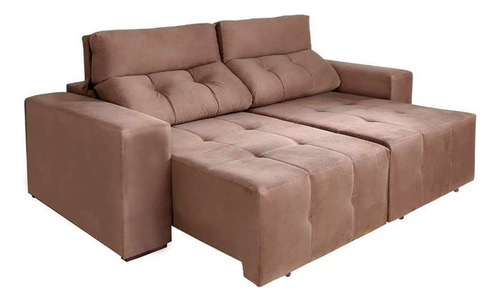 Sofá 3 Lugares Retrátil E Reclinável Roma Suede Marrom