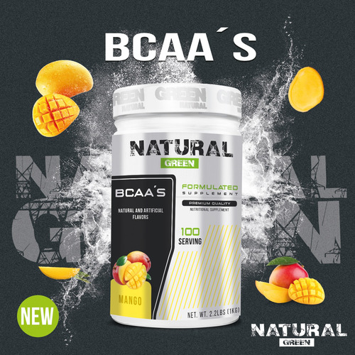 Aminoácidos Bcaas Green Varios Sabores 1kg 100 Servs Mango