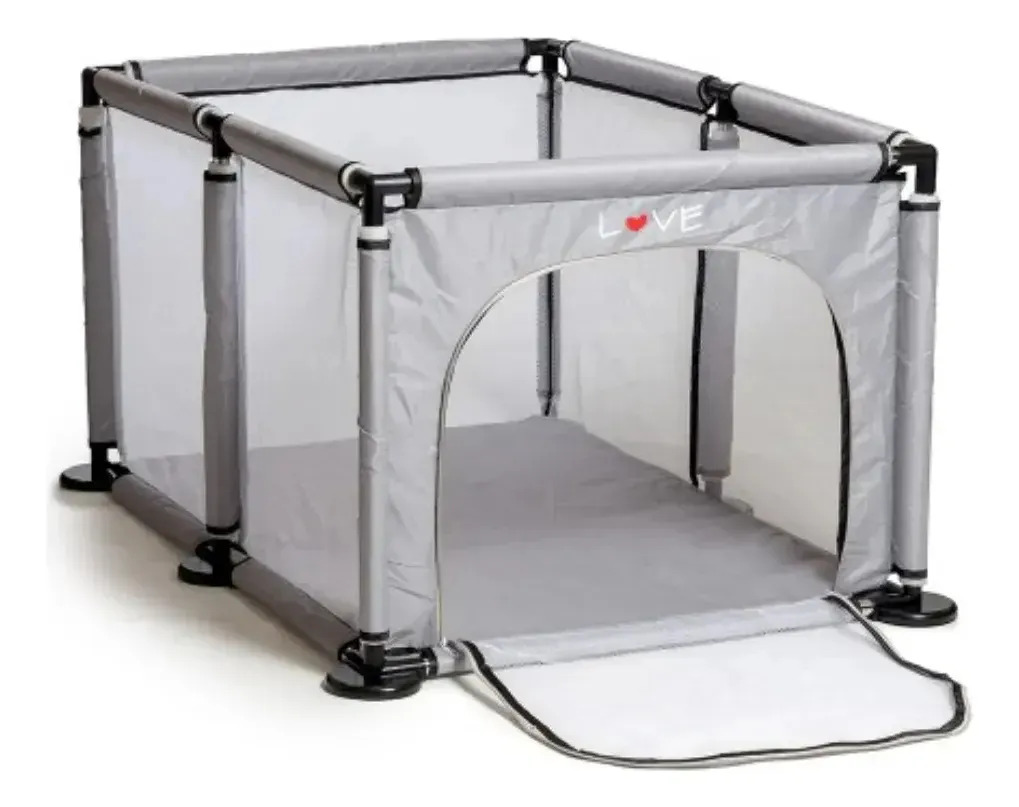 Corralito Cuna Pelotero Gimnasio Para Bebe Love 820 Color Gris Diseño De La Tela Liso