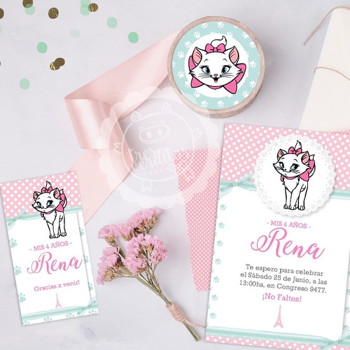 Kit Imprimible Marie Aristocats Textos Editables Cumple!