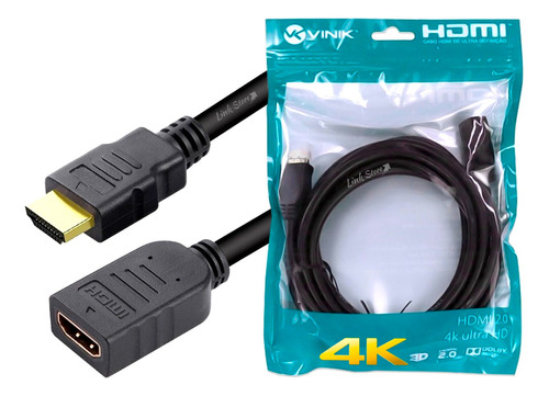 Cabo Extensor Hdmi Macho X Fêmea 5 Metros 4k Hdr Emenda 2.0