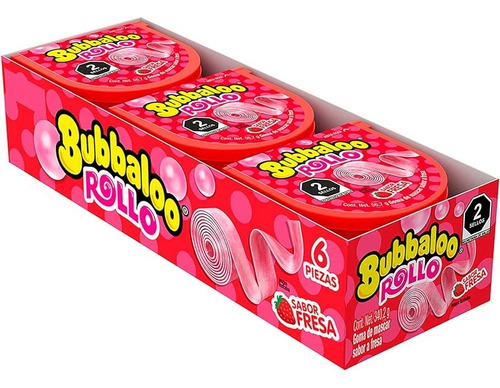 Bubbaloo Rollo Sabor Fresa 6pz