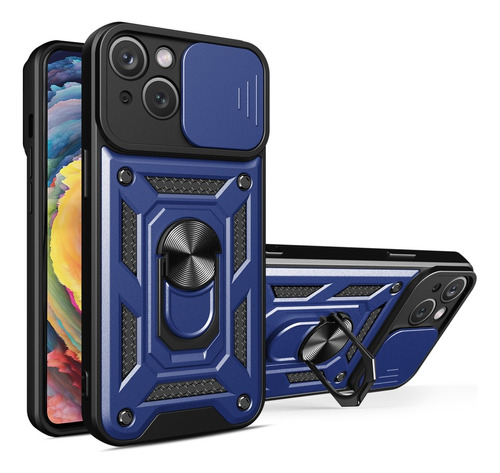 Funda Case Para iPhone 13 Holder Protector Camara Azul