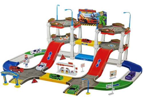 Track City Pista Set Parqueadero Para Niño Caja Helicóptero 