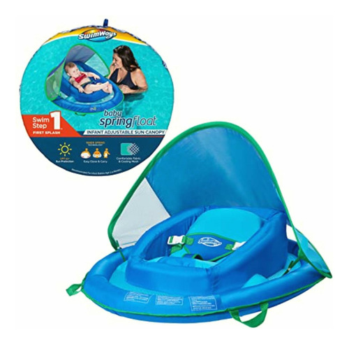 Swimways Flotador Para Bebé, Toldo Ajustable Azul