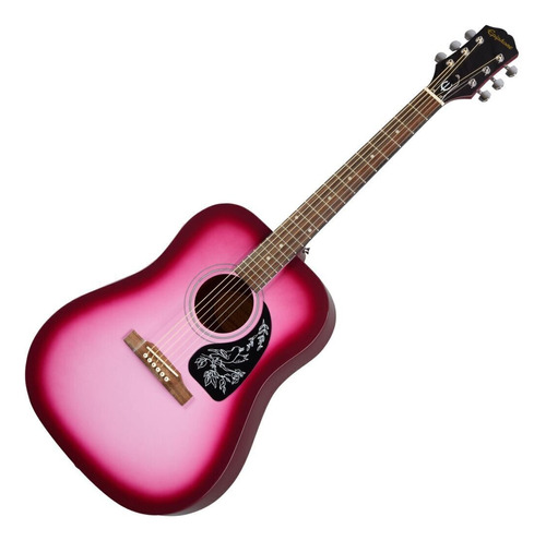 Guitarra Acústica EpiPhone Hot Pink Pearl Tapa De Abeto