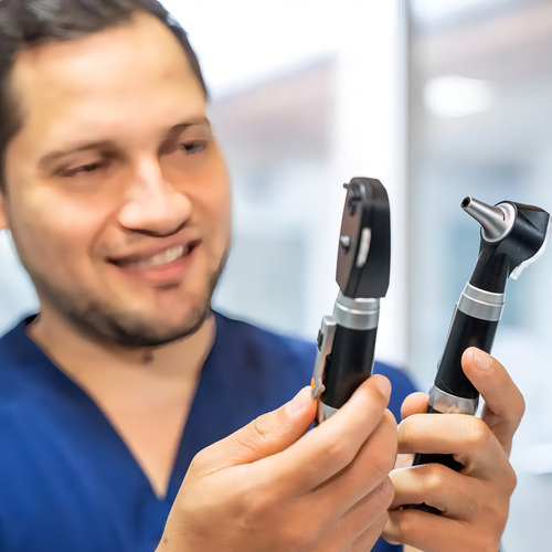 Otoscopio GMD Kit organos de los sentidos Fibra Optica negro