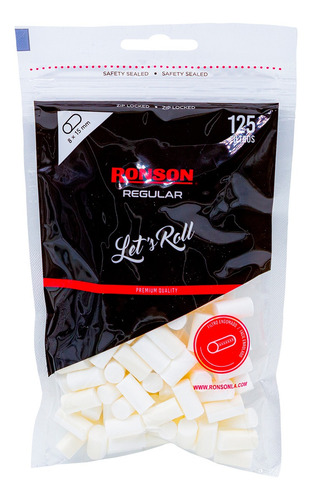 Imagen 2 de 10 de Filtros Cigarros Tabaco Regular Ronson Bolsa 125 Un