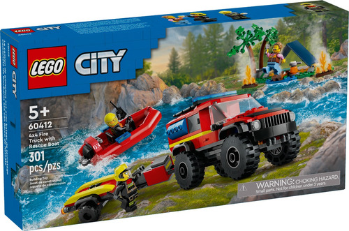 Lego City Camioneta De Bomberos 4x4 Con Barco De Rescate Cantidad de piezas 301