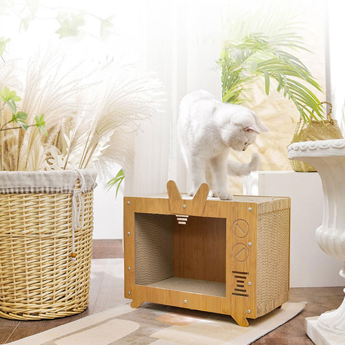 Caixa De Arranhador De Gato Em Forma De Tv De Papelão