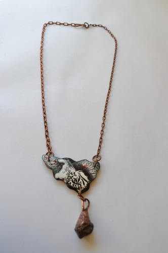 Imagen 3 de 6 de Collar De Granate Natural, Esmalte Al Fuego, Cobre, Cod1