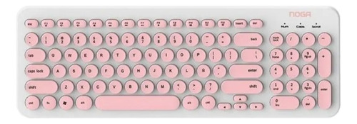 Kit de teclado y mouse inalámbrico Noga S5600 Español Latinoamérica de color blanco y rosa
