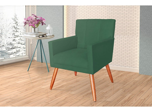 Poltrona Decorativa Onix Capitonê Suede Verde