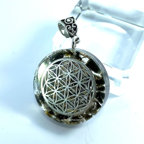 Imagen 3 de 7 de Obsidiana Negra - Orgón - Colgante - Flor De La Vida - Loto