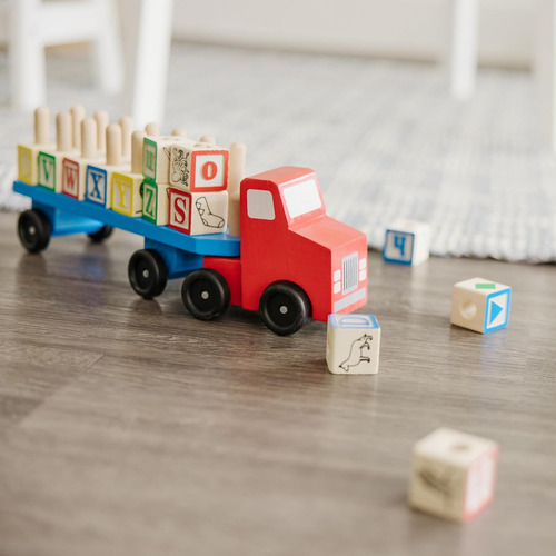 Camión De Madera Para Niños Bloques De Construcción Letras