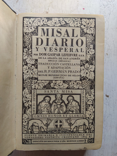 Misal Diario Y Vesperal Dom Gaspar Lefebvre