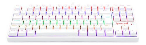 Teclado gamer Redragon Daksa K576R QWERTY Redragon MK2 Red português Brasil cor branco lunar com luz rainbow