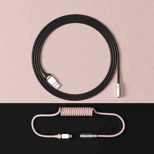 Cabo Para Teclados Akko Usb-c Enrolado Aviator Black E Pink Cor De Teclado Rosa Idioma Inglês Us Internacional