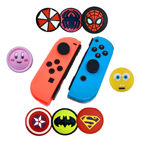 1 Par Gomas Grip Thumb Héroes Para Joycon Nintendo Switch