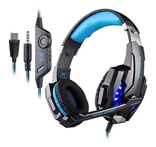 Auriculares gamer Kotion Each G9000 black y blue con luz LED