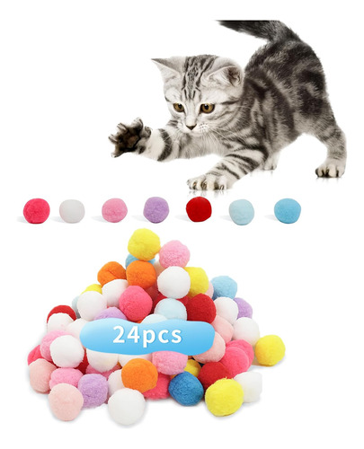 24 Pcs Coloridas Bolas Mascotas, Bolas De Felpa Suave, ...