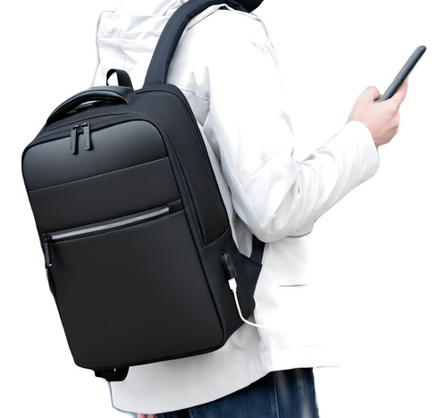 Bolsa Masculina Impermeável Detalhes Couro Pu Laptop Entrada Usb Compatível com Notebooks Dell Acer HP Lenovo Macbook Pro Air M1 M2 M3 Faculdade Universidade Escola Executiva Trabalho 15.6 Polegadas